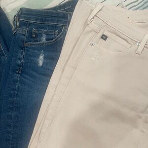 AG Adriano Goldschmied Dark Blue and Light Cream Skinny Jeans